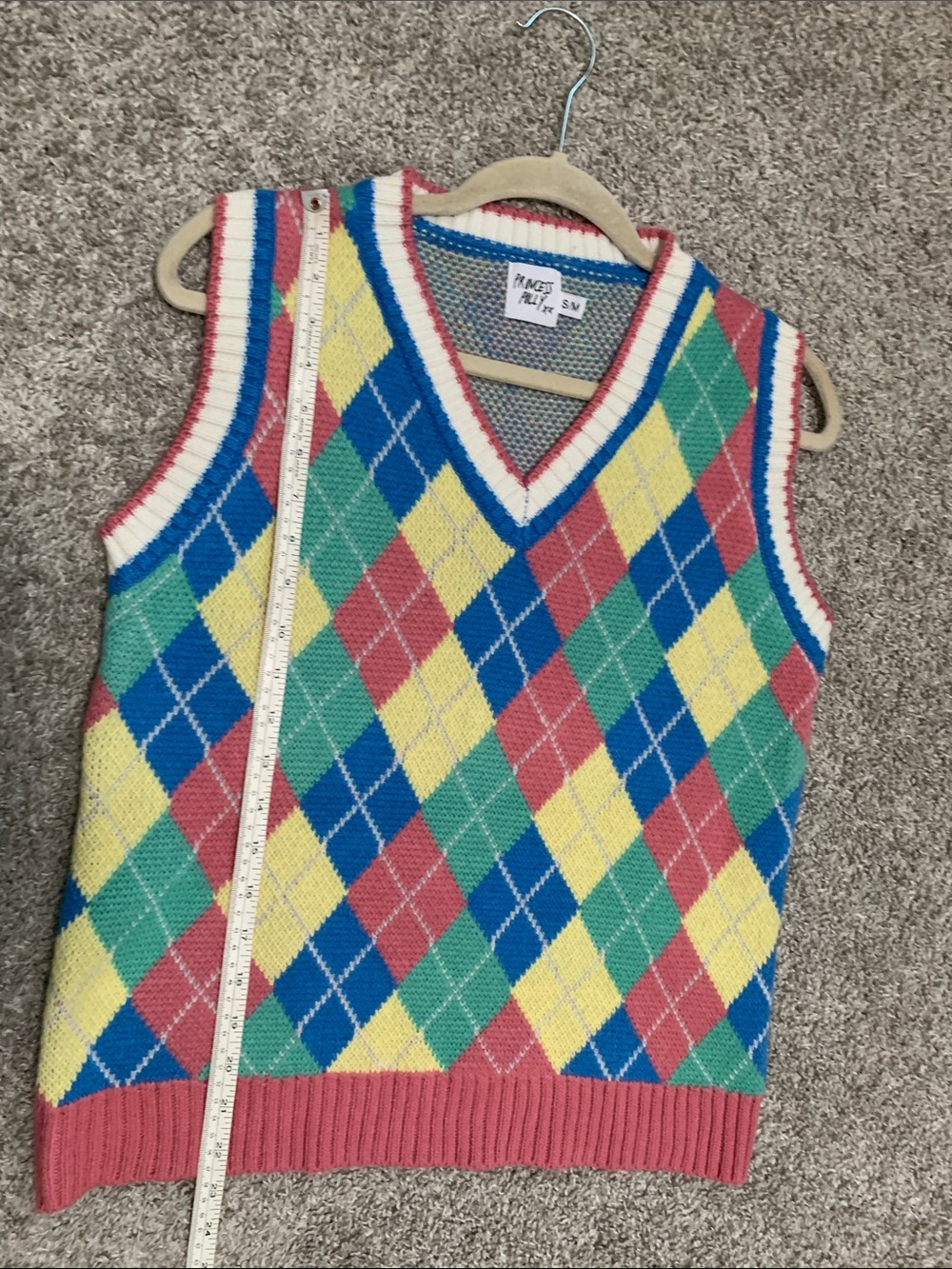 Princess Polly Colorful Argyle Knit V Neck Sweater Vest - Picture 6 of 7